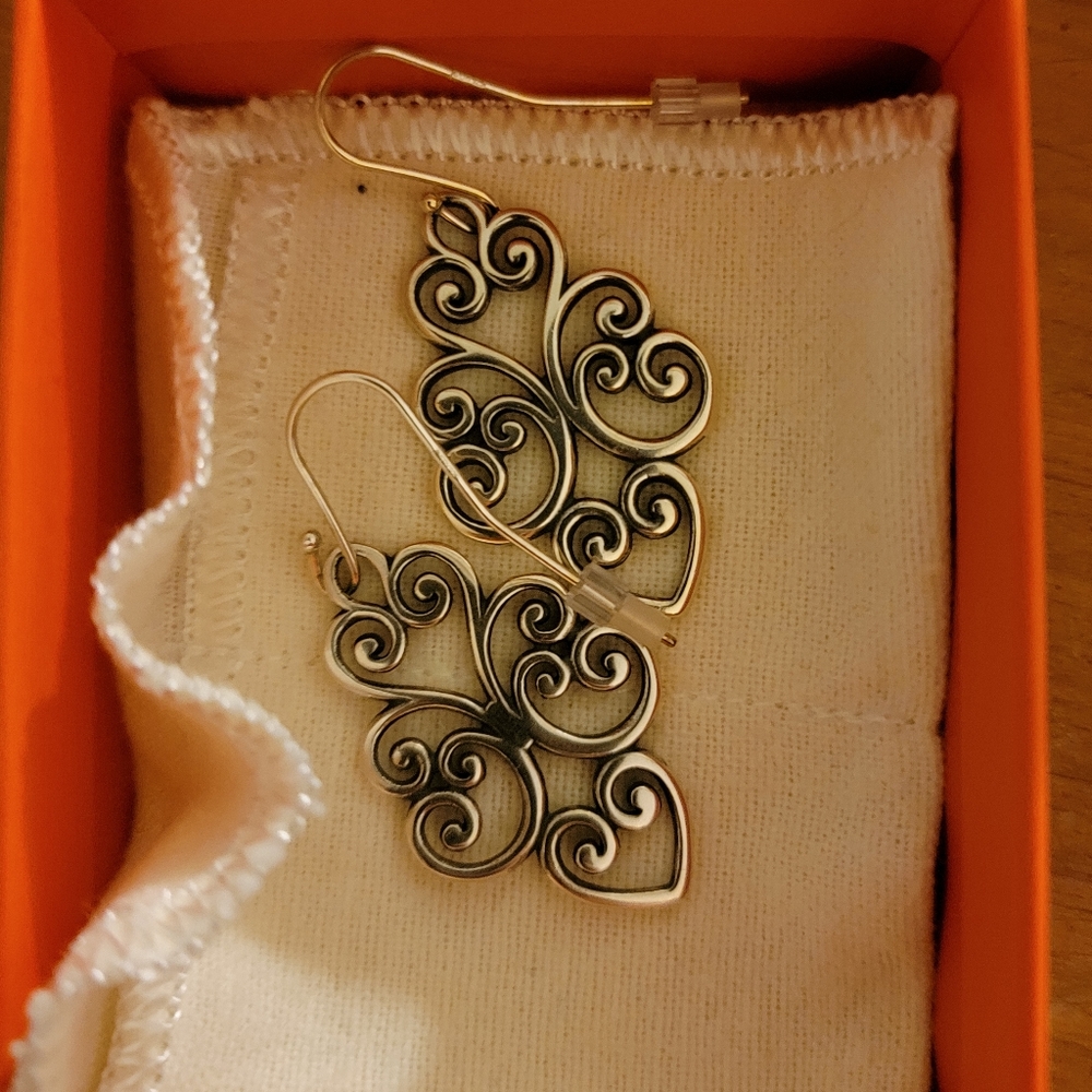 James Avery Silver Jubilant Heart Ear Hooks